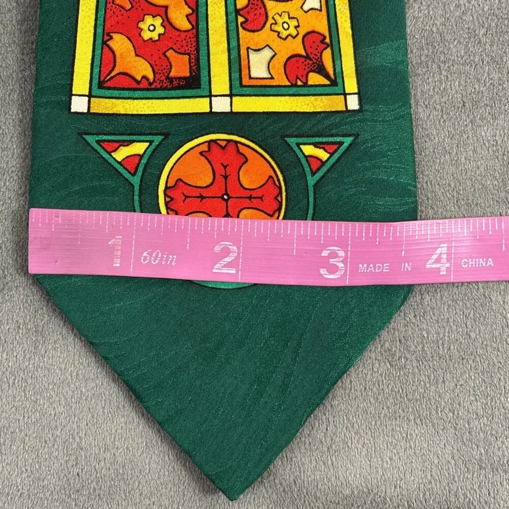 Rush Limbaugh Neck Tie 100% Silk Green Stained Glass Window Benefits Charity